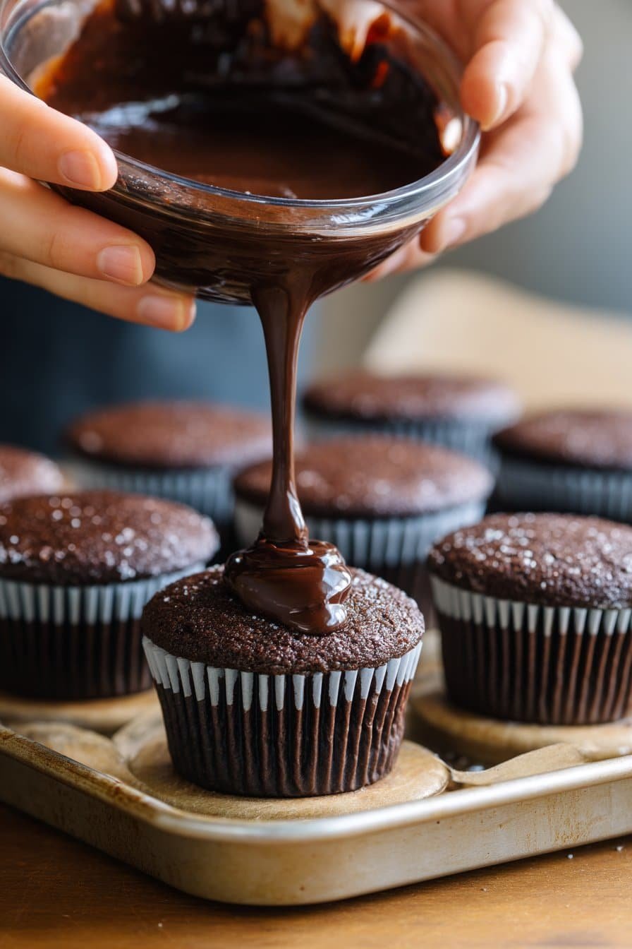 Bonfire Chocolate Nutella Cupcakes instructions process