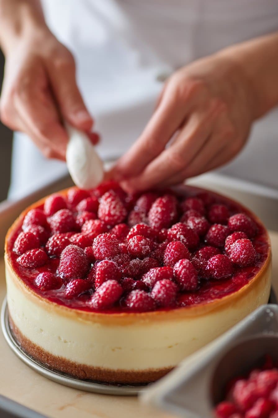 Baked Raspberry Cheesecake instructions process
