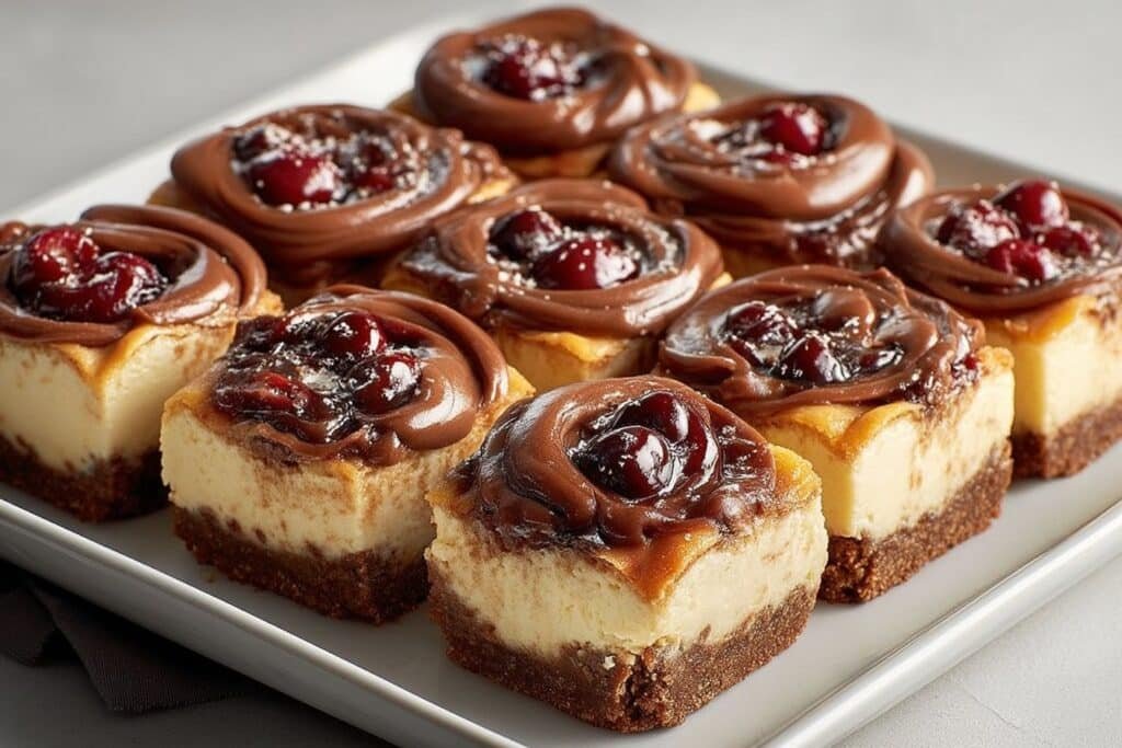 Chocolate Cherry Cheesecake Bars featured