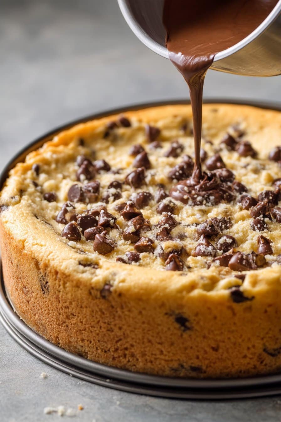 Chocolate Chip Cookie Cheesecake instructions process