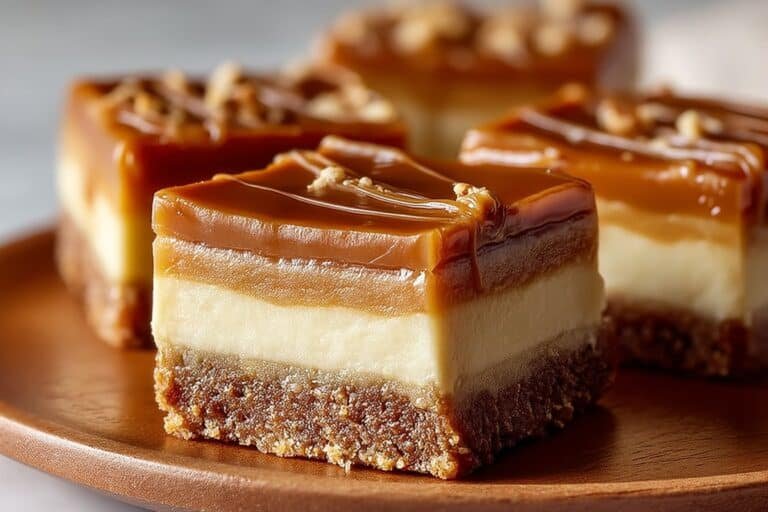 Dulce de Leche Cheesecake Bars featured