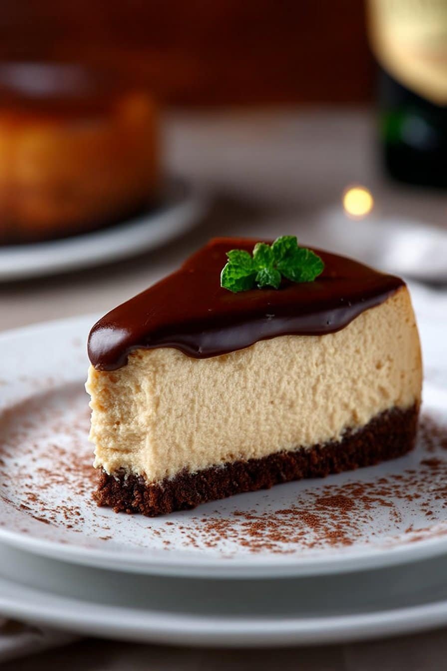 Baileys Irish Cream Cheesecake serving