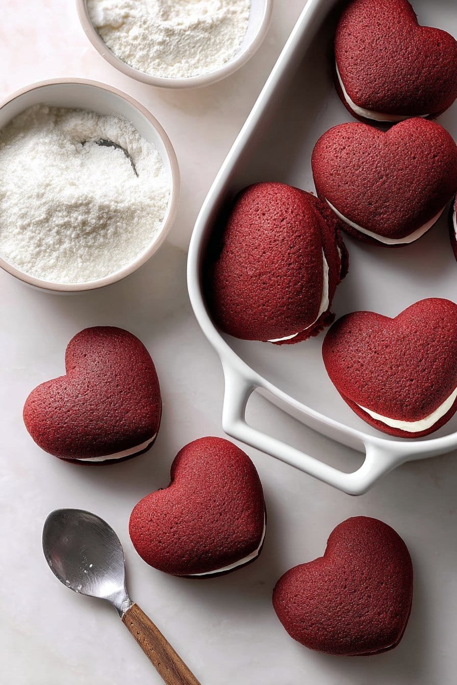 Red Velvet Whoopie Pies instructions process