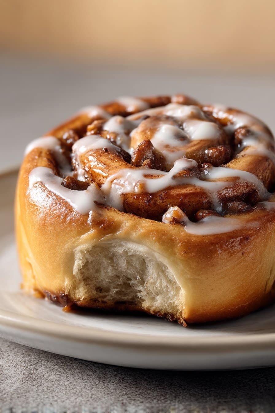 Fluffy Banana Bread Cinnamon Rolls with Cream Cheese Frosting serving