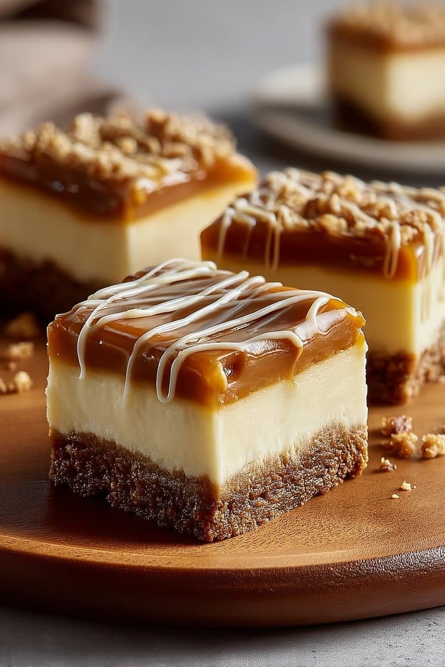 Dulce de Leche Cheesecake Bars serving