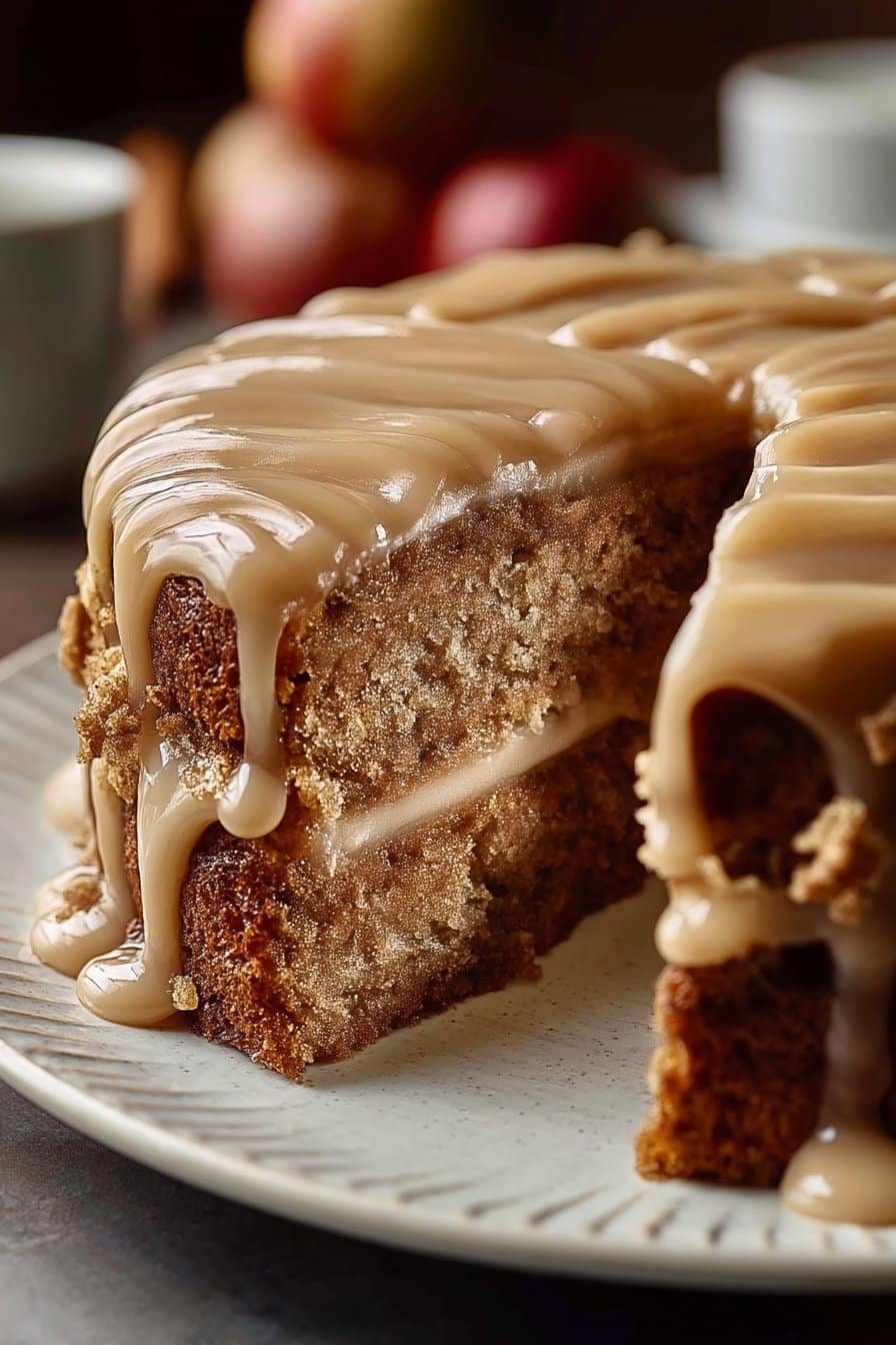 Apple Spice Cake with Brown Sugar Icing serving