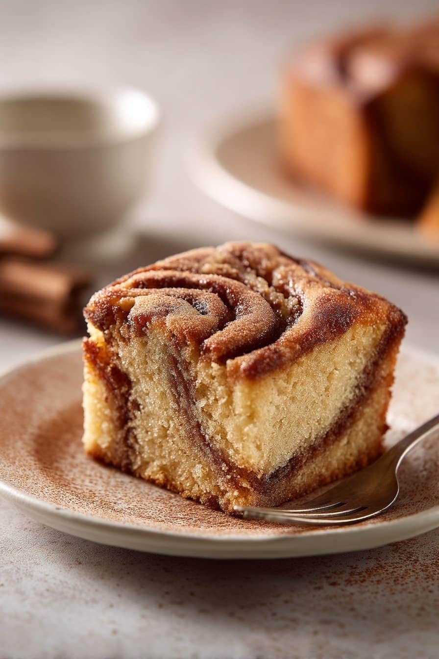 Cinnamon Swirl Protein Cake serving