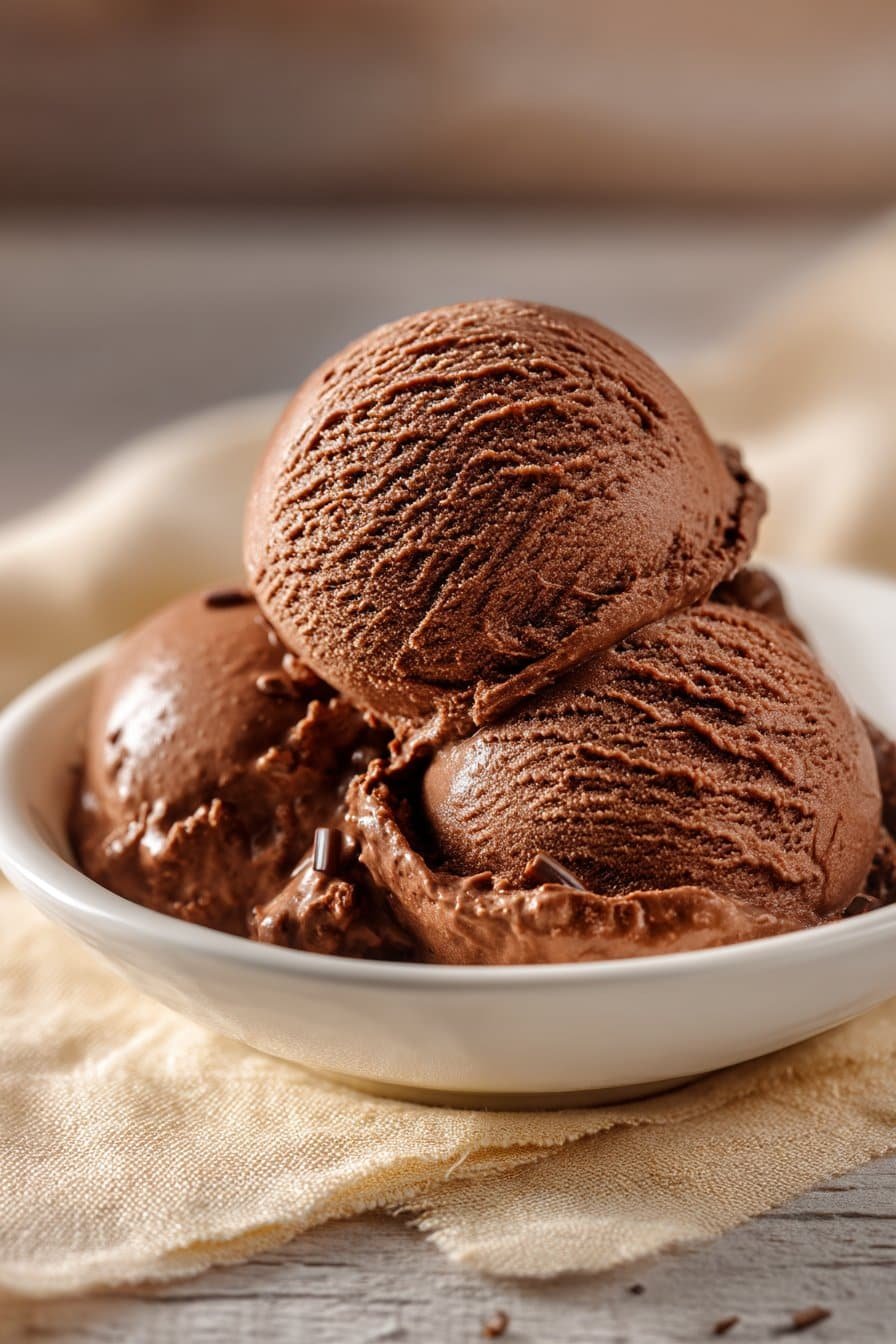 Creamy Chocolate Cottage Cheese Ice Cream serving