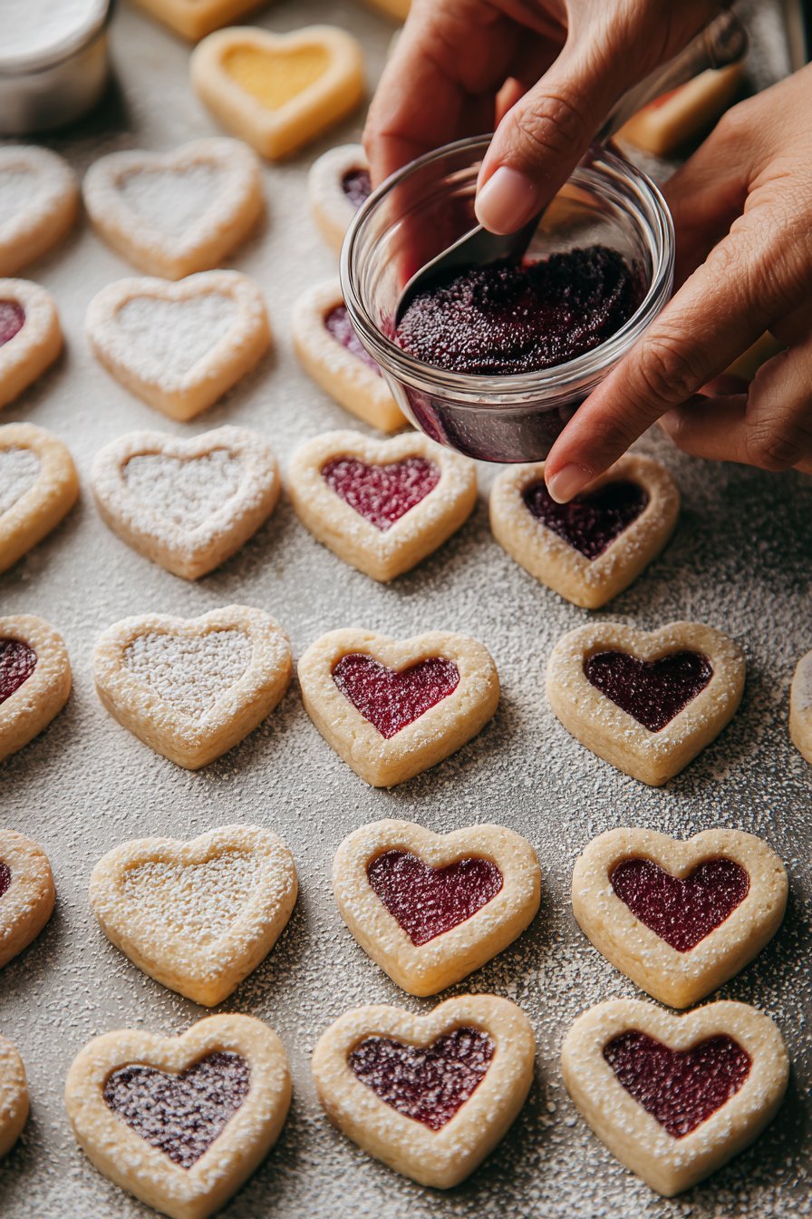 Thumbprint Heart Cookies instructions process