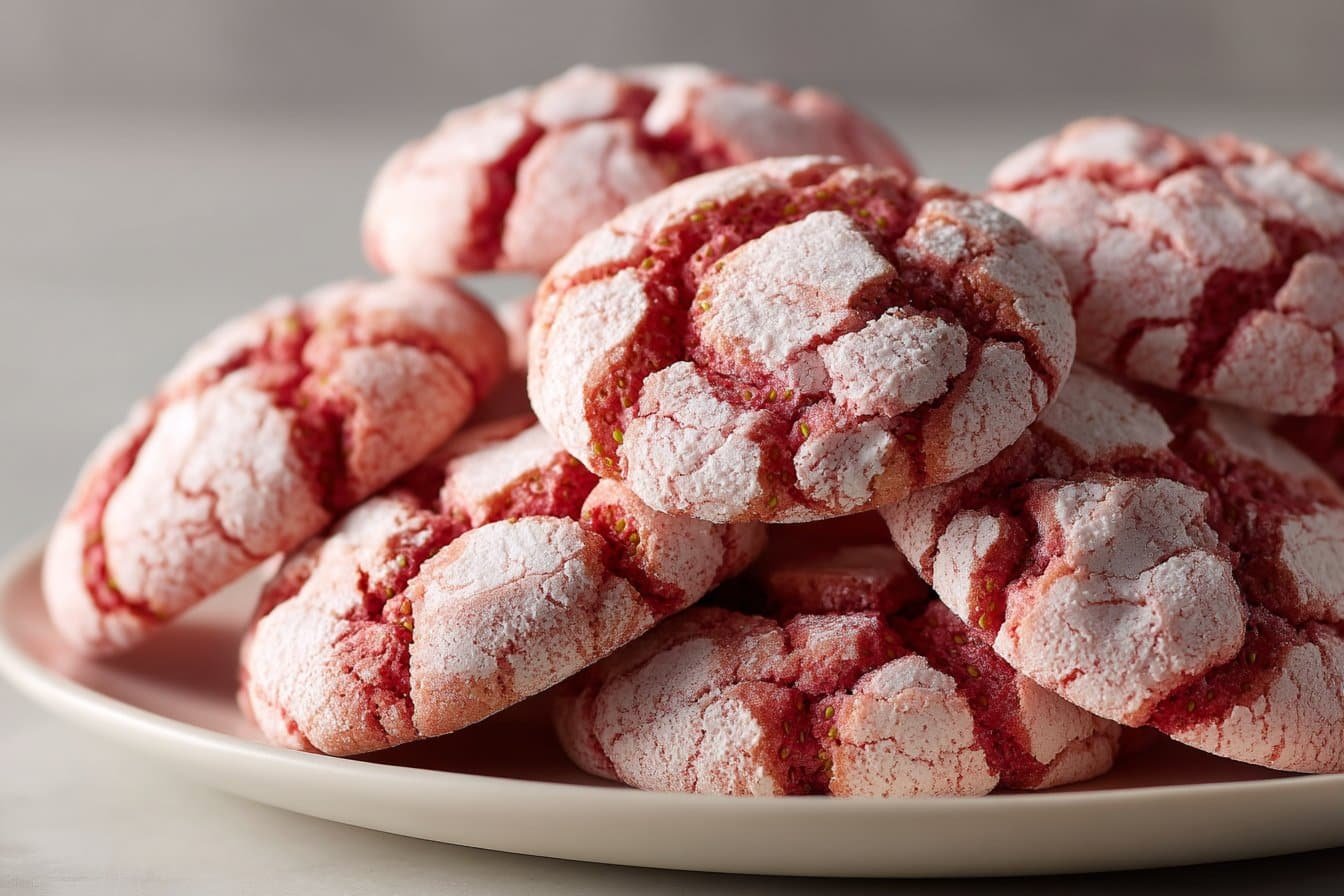 Strawberry Crinkle Cookies featured