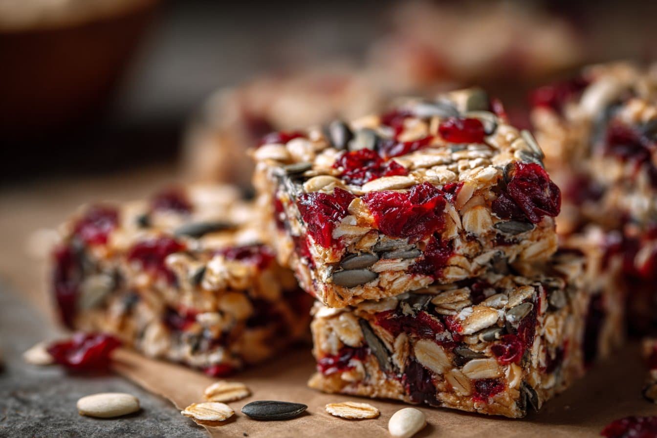 Raw Cranberry Energy Bars featured