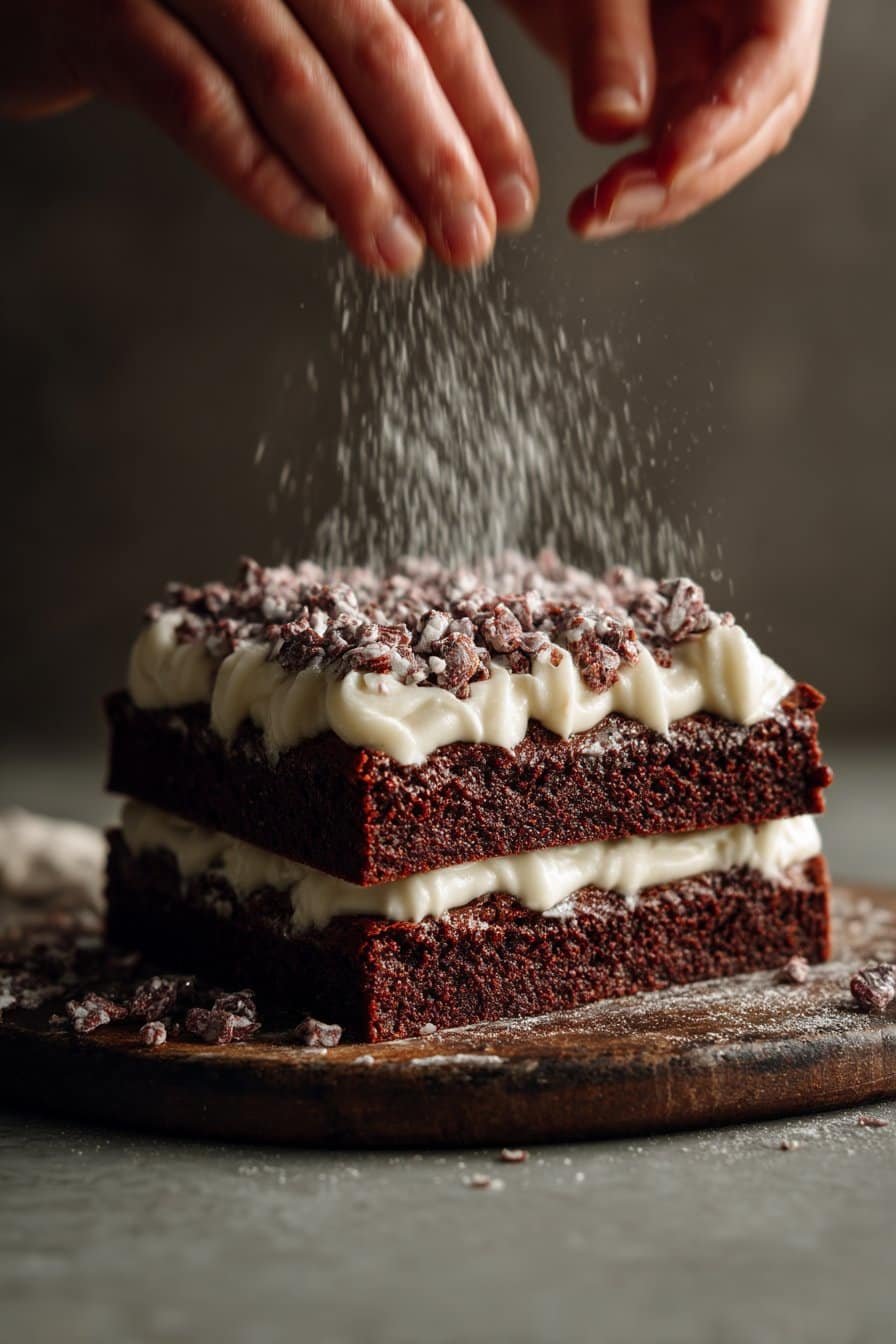 Velvet Brownies with Cream Cheese Frosting instructions process