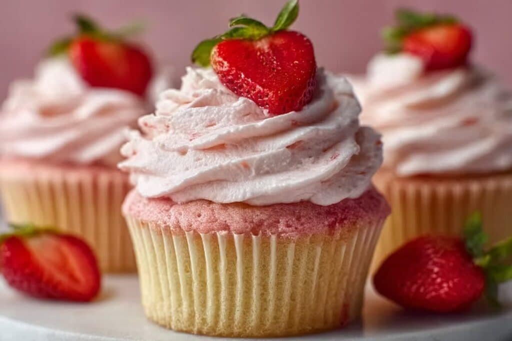Strawberry Milkshake Cupcakes featured