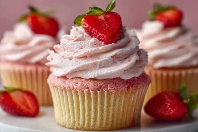 Strawberry Milkshake Cupcakes featured
