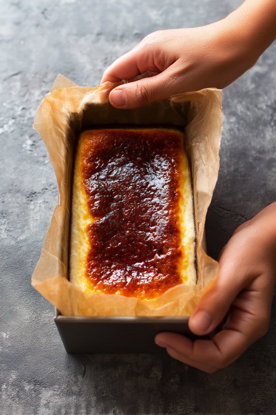 Burnt Basque Cheesecake in a Loaf Pan instructions process