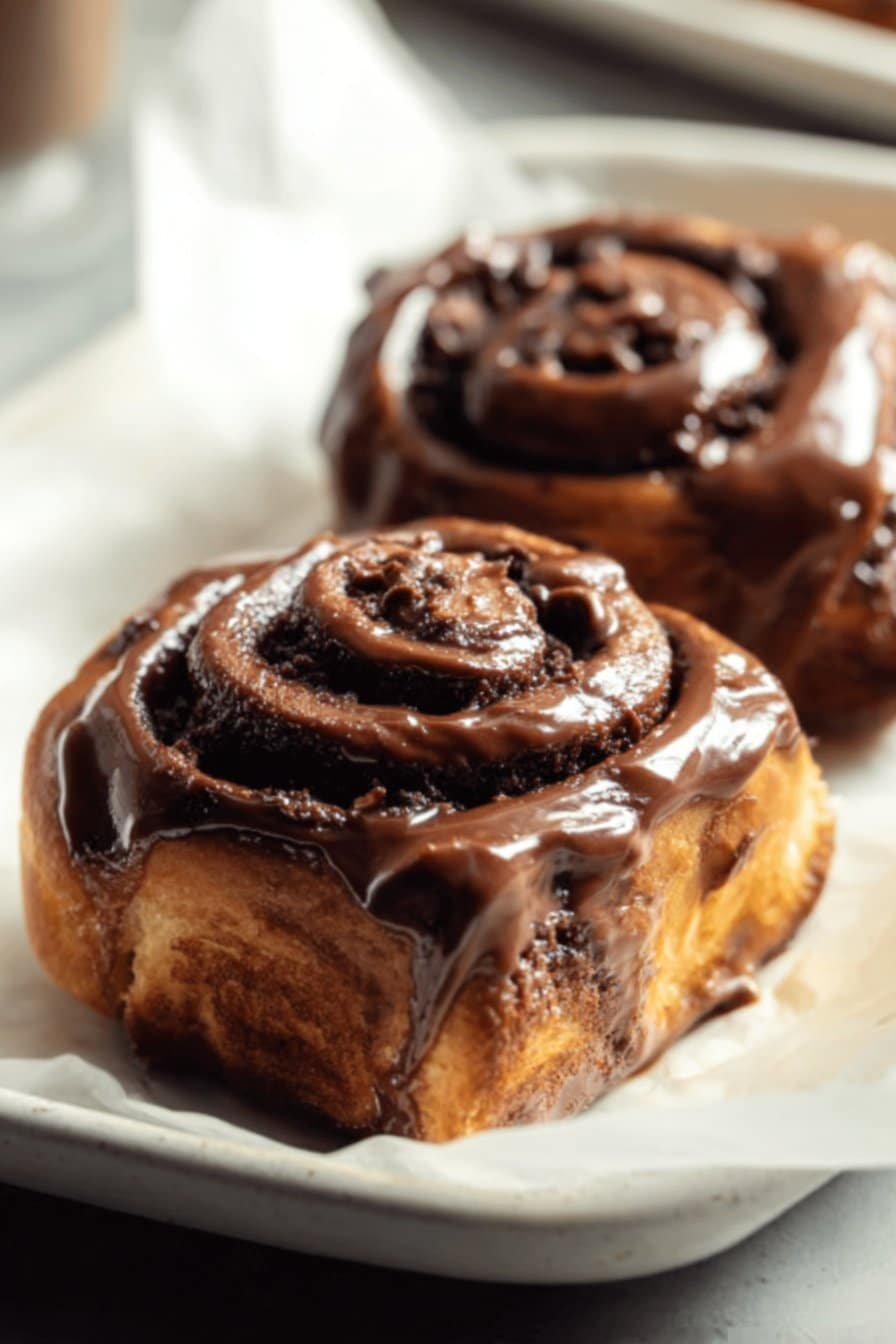 Double Chocolate Cinnamon Rolls serving