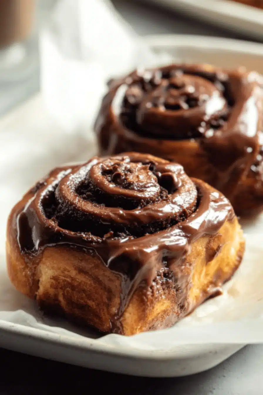 Double Chocolate Cinnamon Rolls serving