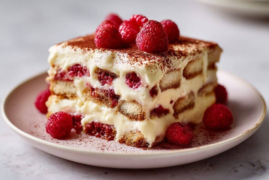 White Chocolate Raspberry Tiramisu featured