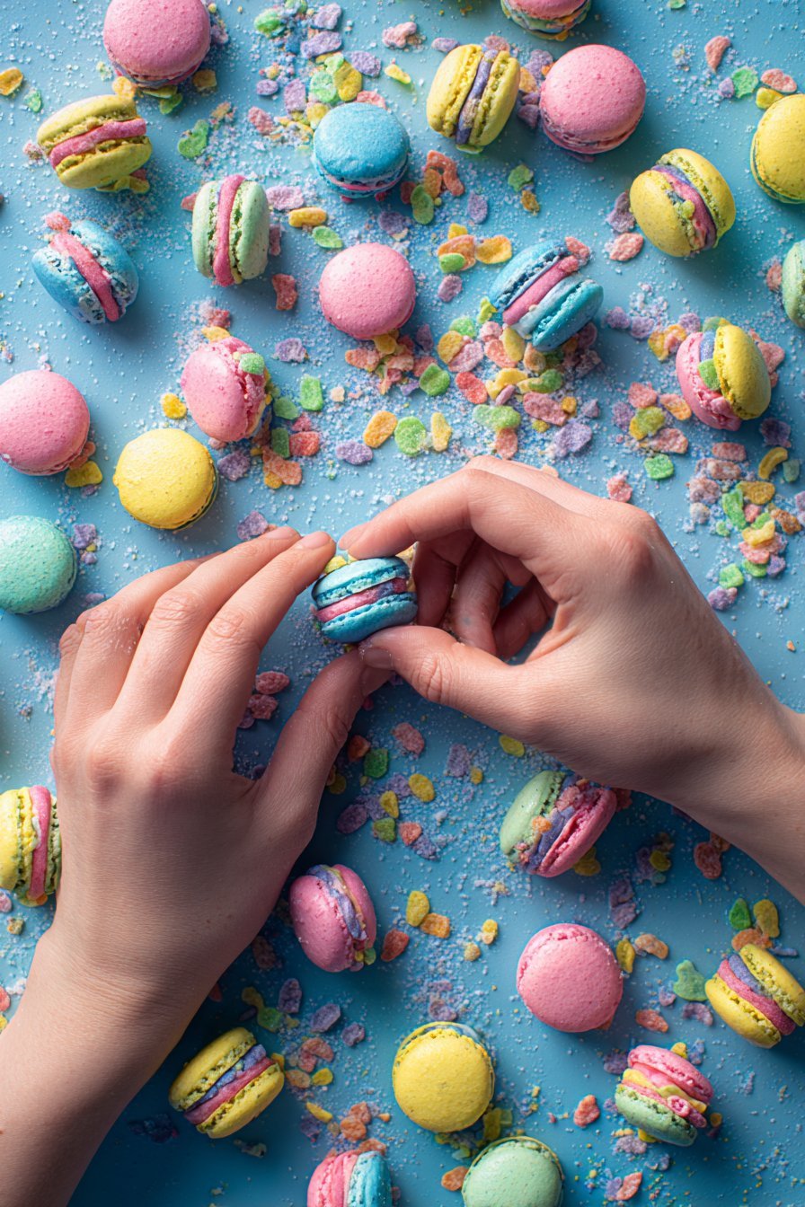 Fruity Pebbles Macarons instructions process