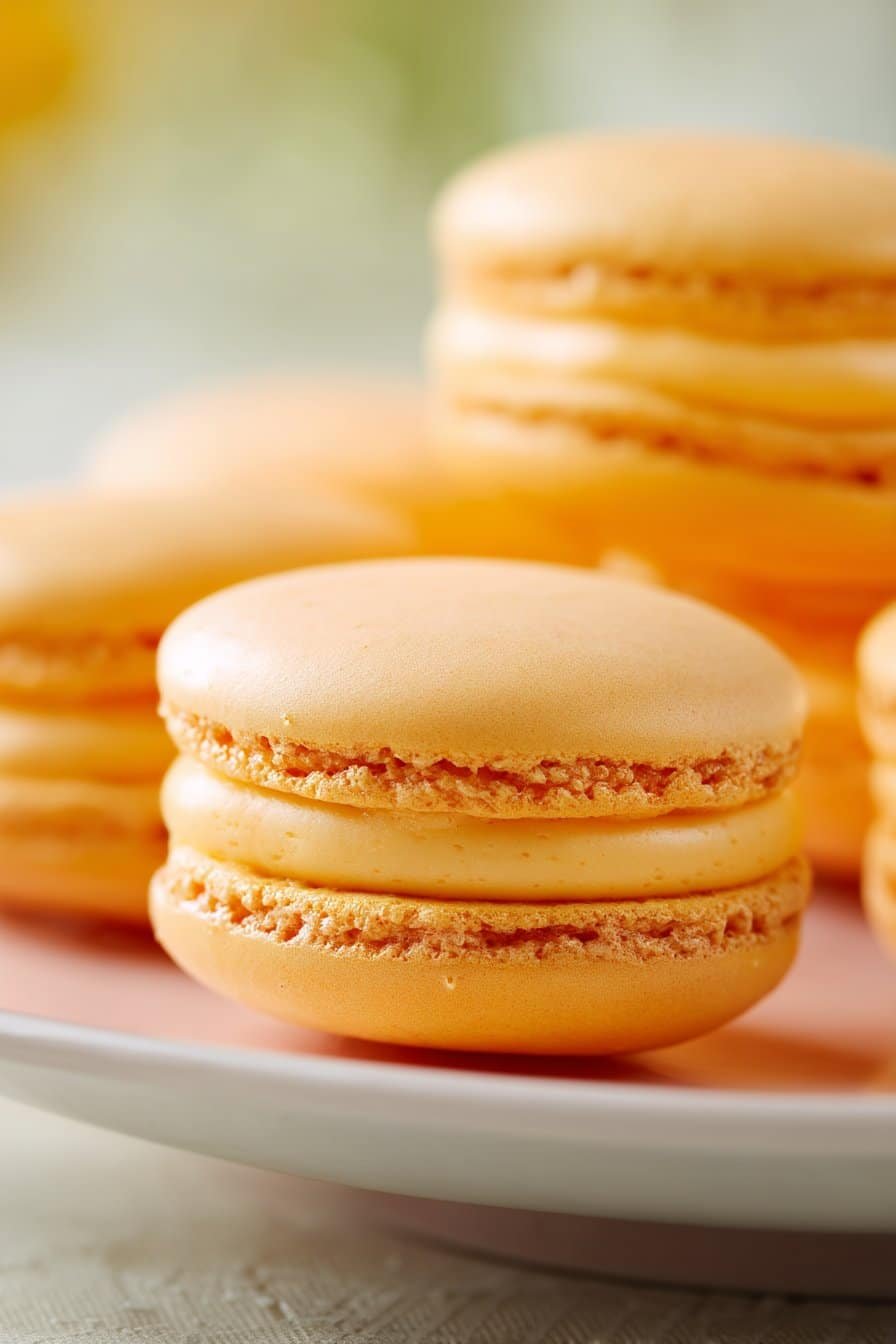 Mandarin Orange Macarons serving