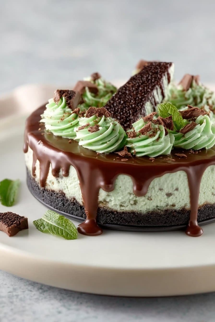 Mint Chocolate Cheesecake serving
