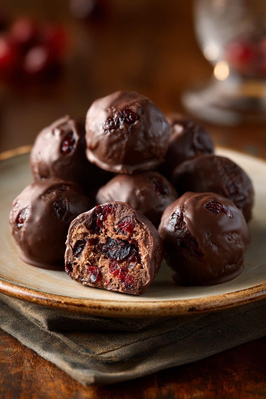 Cherry Bourbon Balls serving
