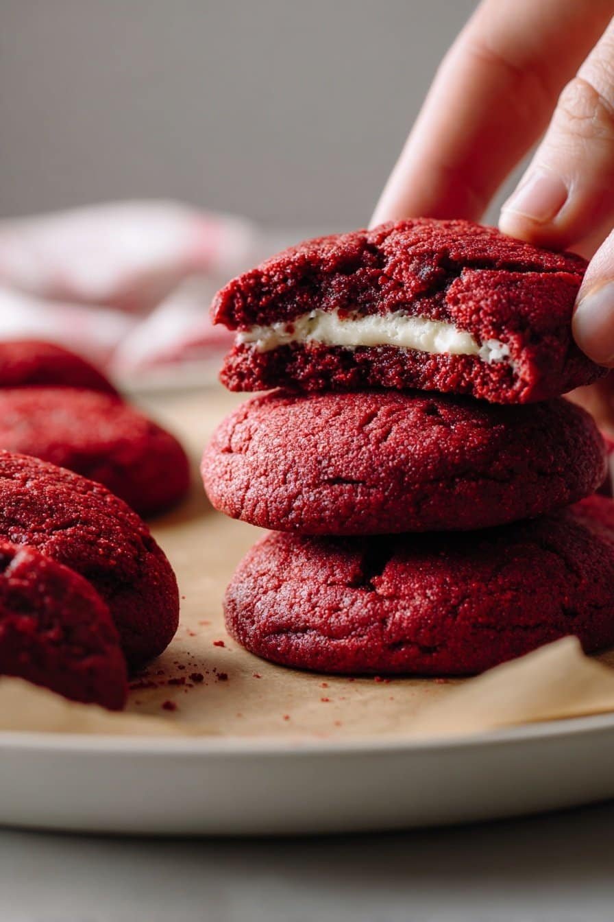 Red Velvet Cheesecake Cookies serving