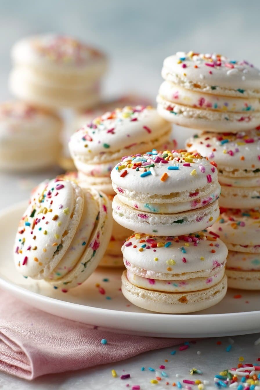 Funfetti Macarons serving