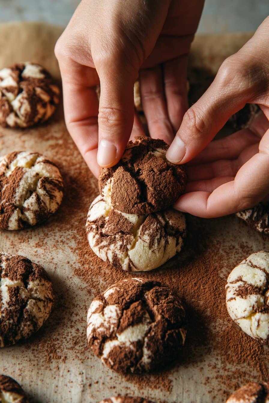 Tiramisu Crinkle Cookies instructions process