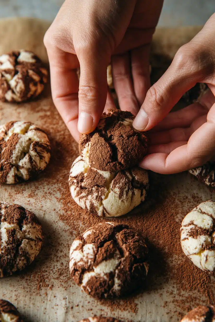 Tiramisu Crinkle Cookies instructions process