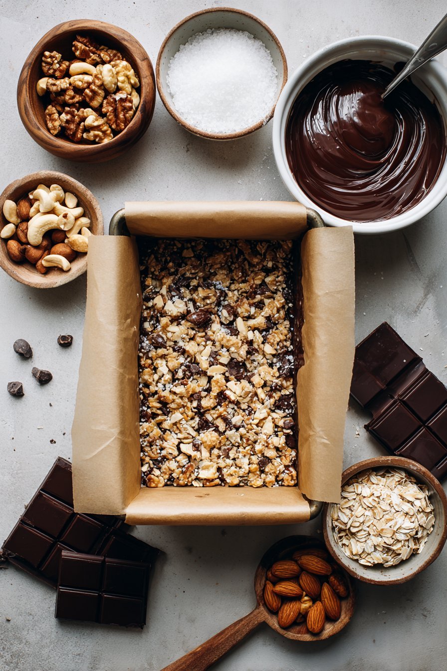 Dark Chocolate and Sea Salt Nut Bars instructions process