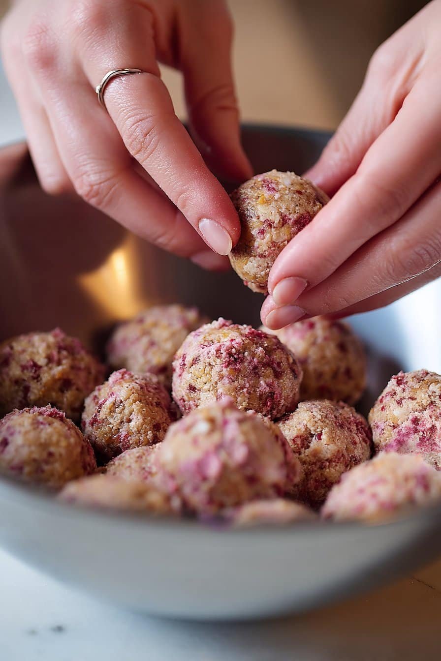 Strawberry Cheesecake Protein Balls instructions process