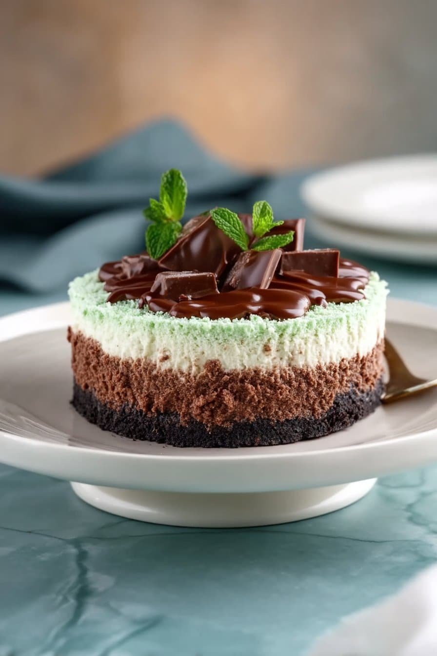 Mint Chocolate Cheesecake serving