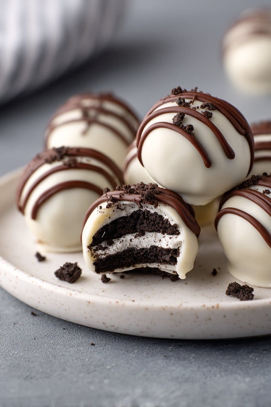 Creamy Oreo Balls serving