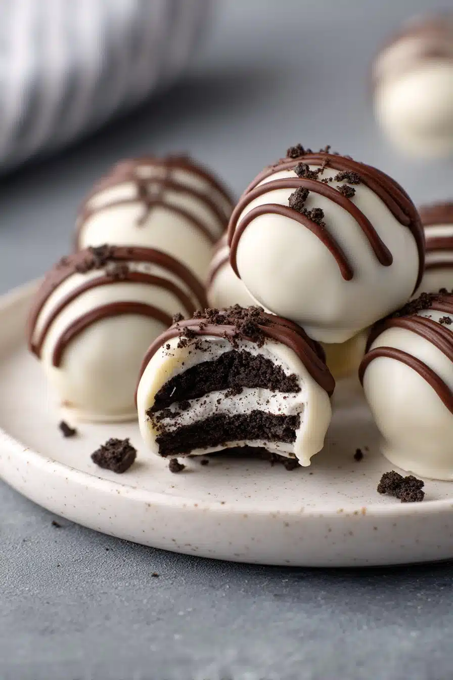 Creamy Oreo Balls serving