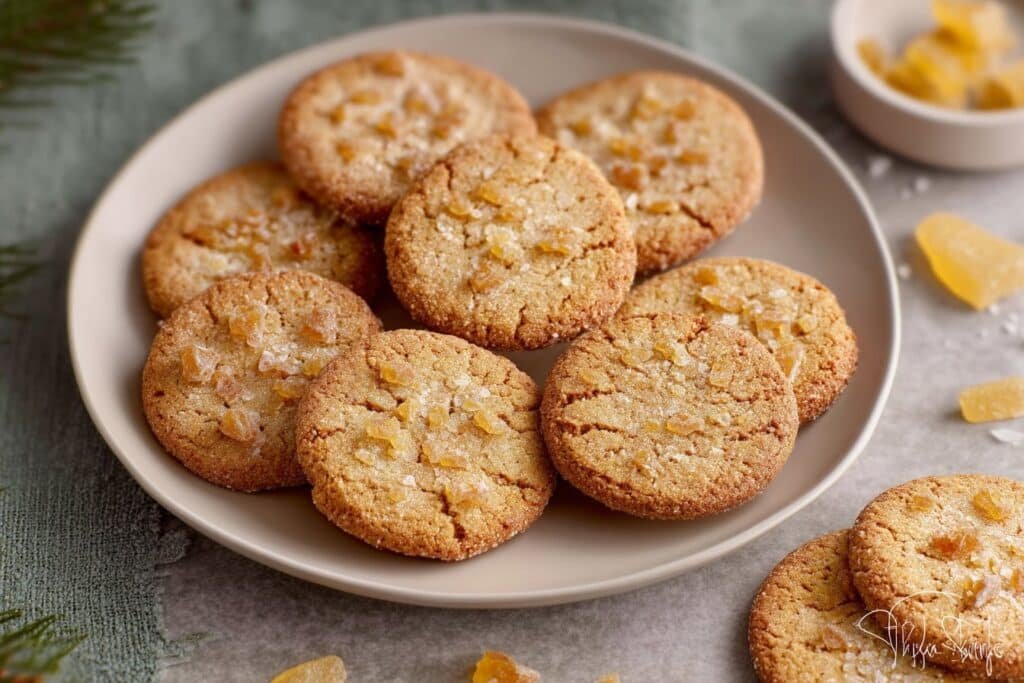 Orange Ginger Cookies with Crystallized Ginger featured