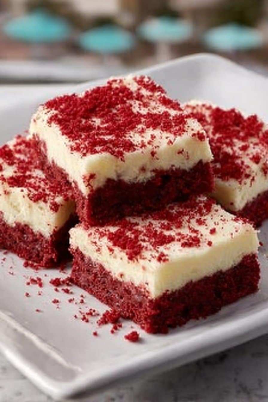 Red Velvet Cookie Bars serving