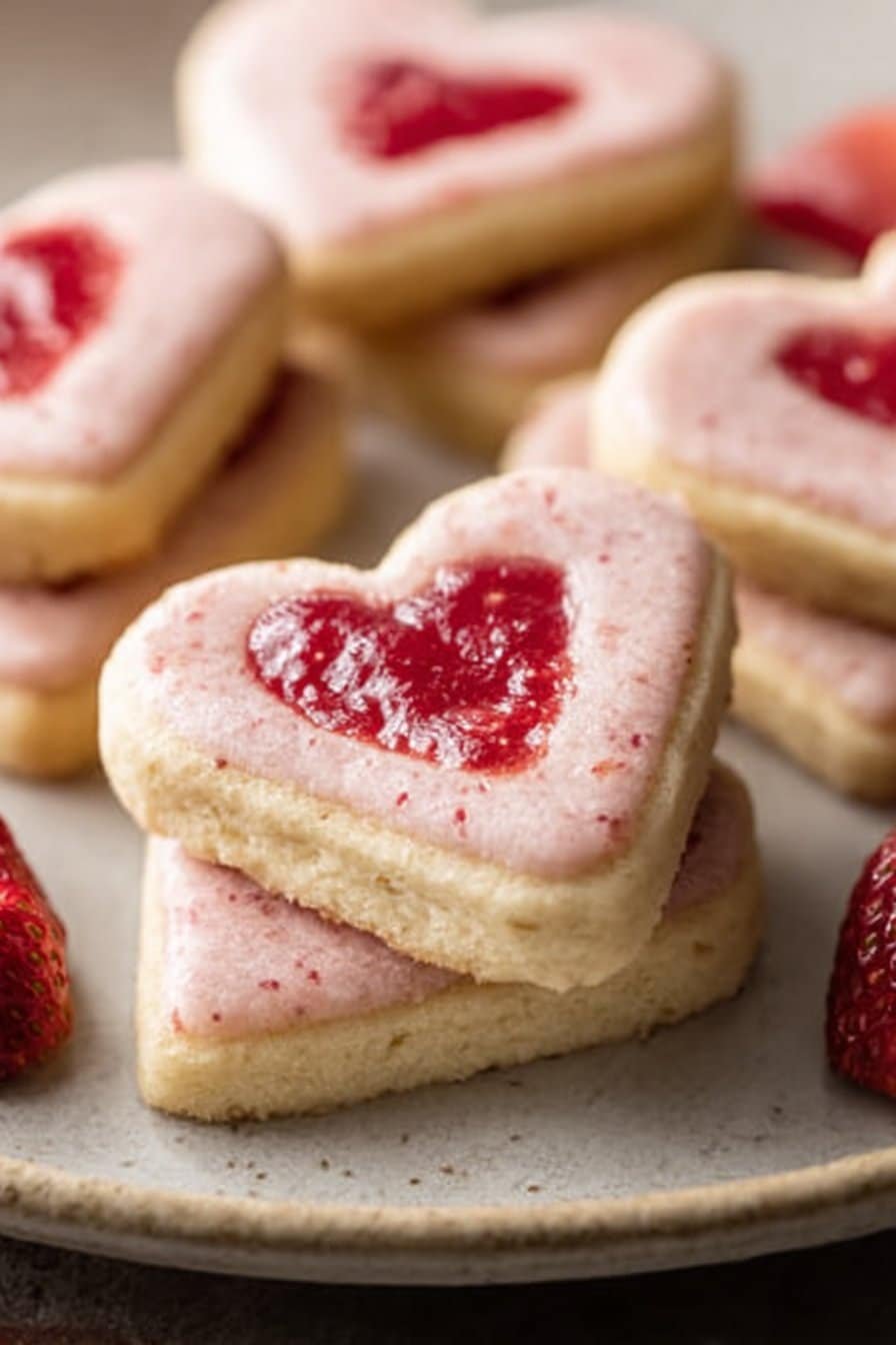 Strawberry Shortbread Cookies serving