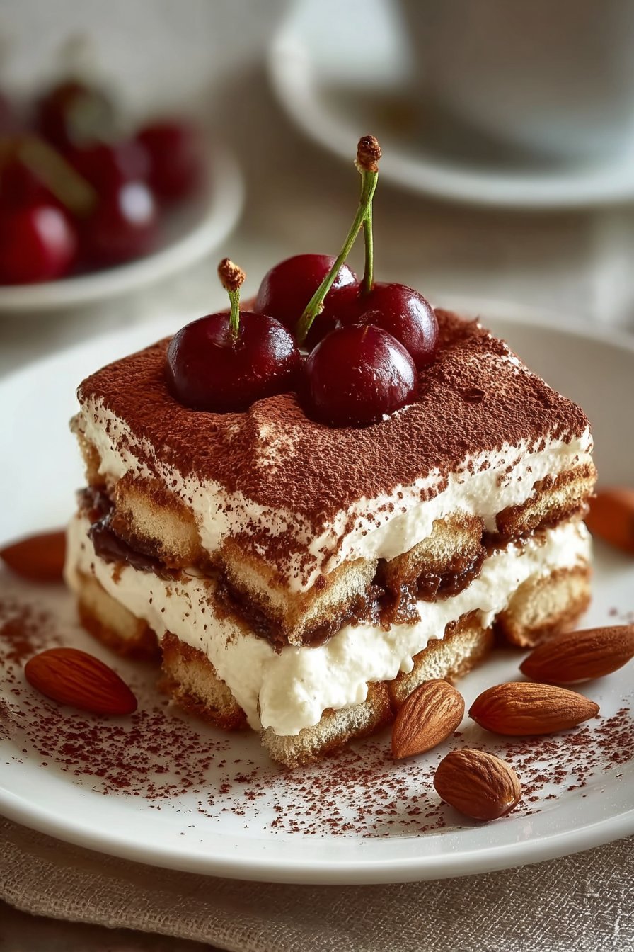 Cherry Almond Extract Tiramisu serving