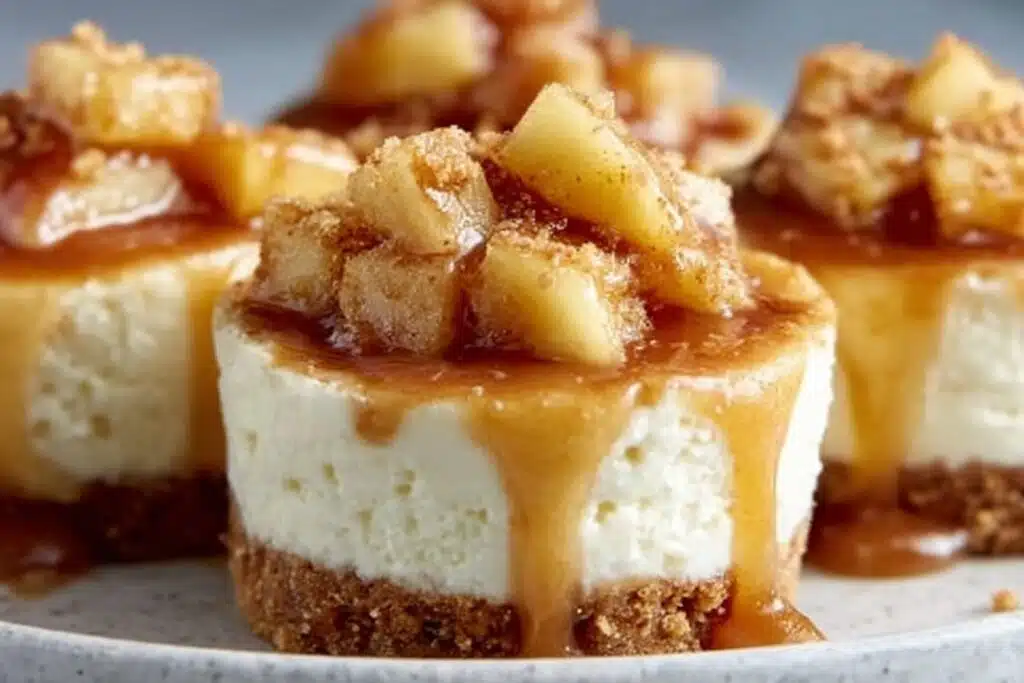 Mini Caramel Apple Cheesecake Bites featured
