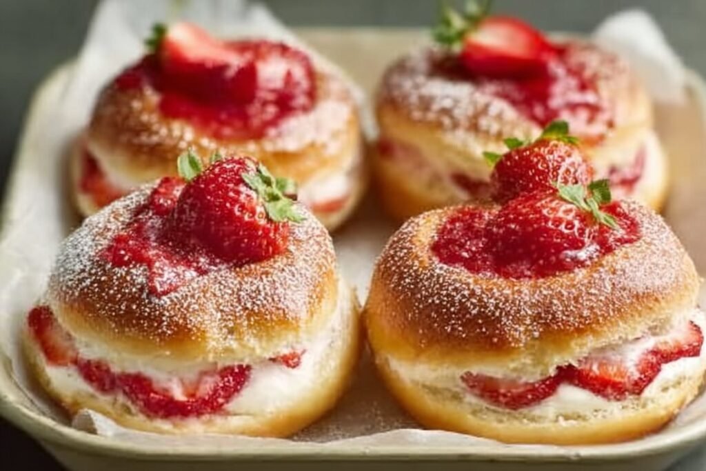 Carnival Buns with Strawberry Cheesecake Filling featured