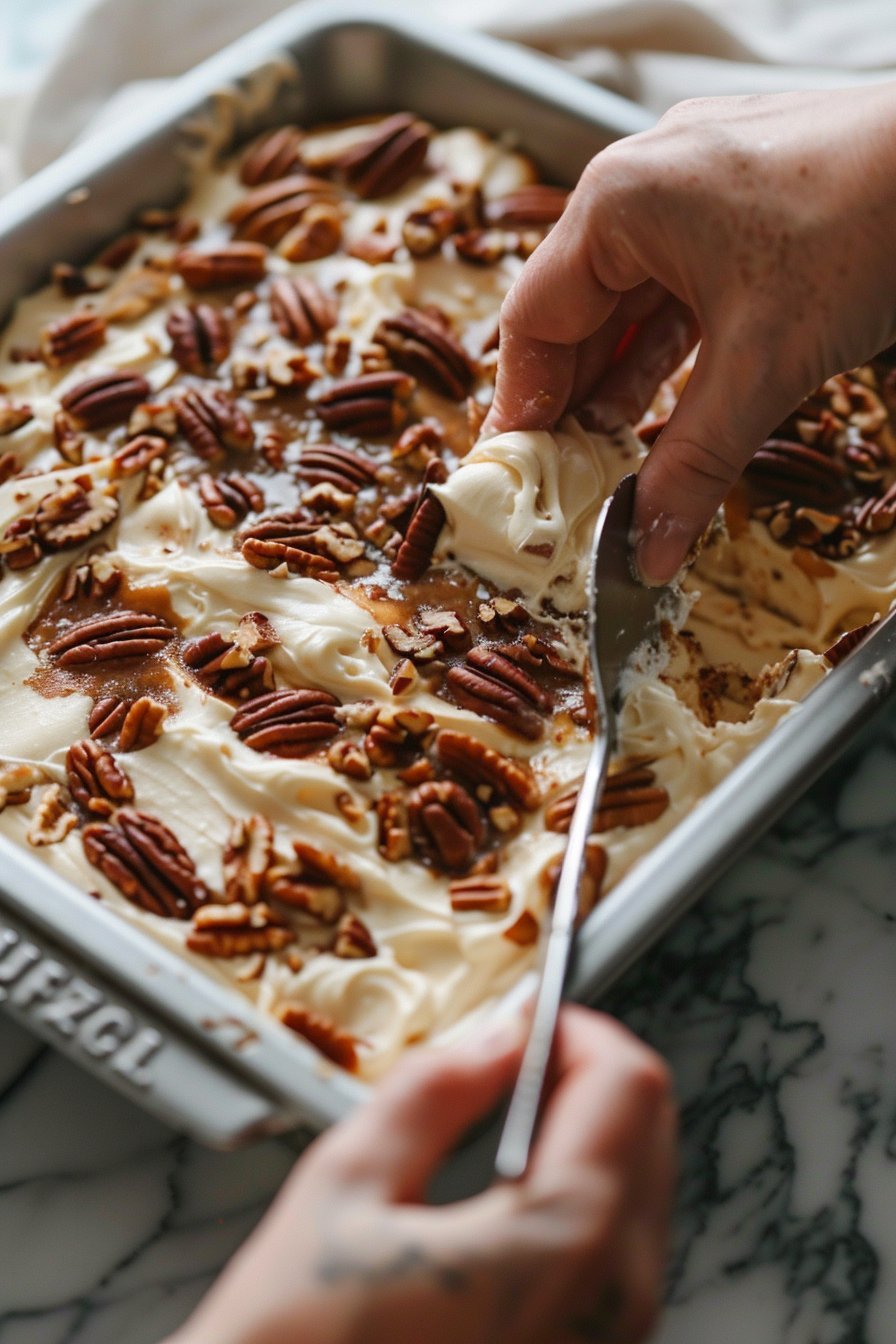 Gooey Butter Pecan Cake instructions process