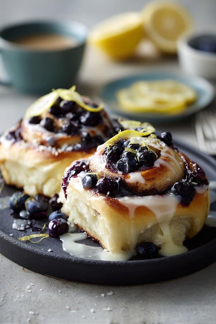 Lemon Blueberry Sweet Rolls serving