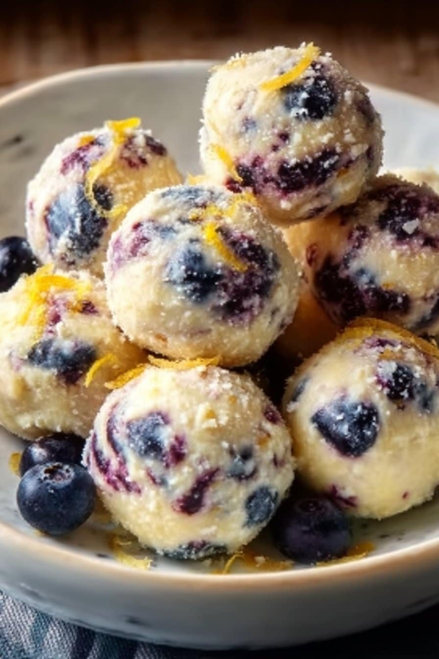 Lemon Blueberry Cottage Cheese Protein Bites serving