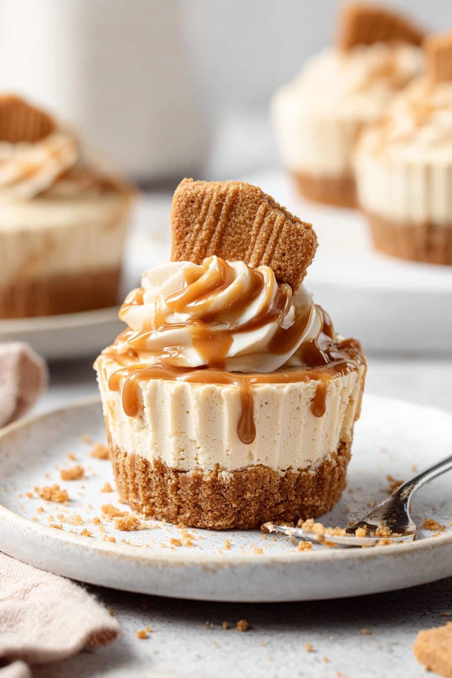 Mini Biscoff Cheesecakes serving