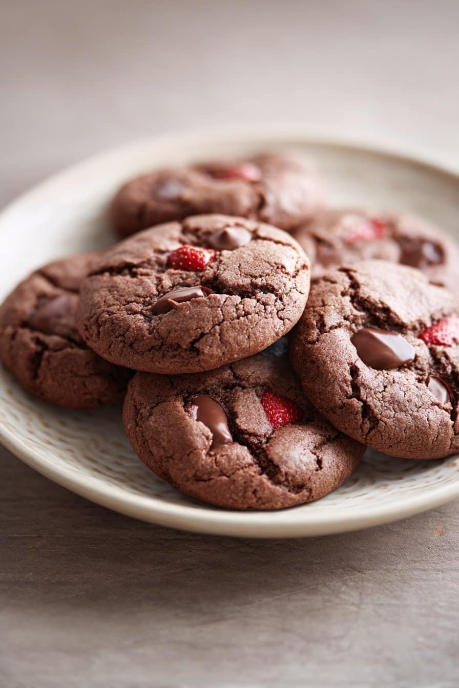 Chocolate Strawberry Cookies serving