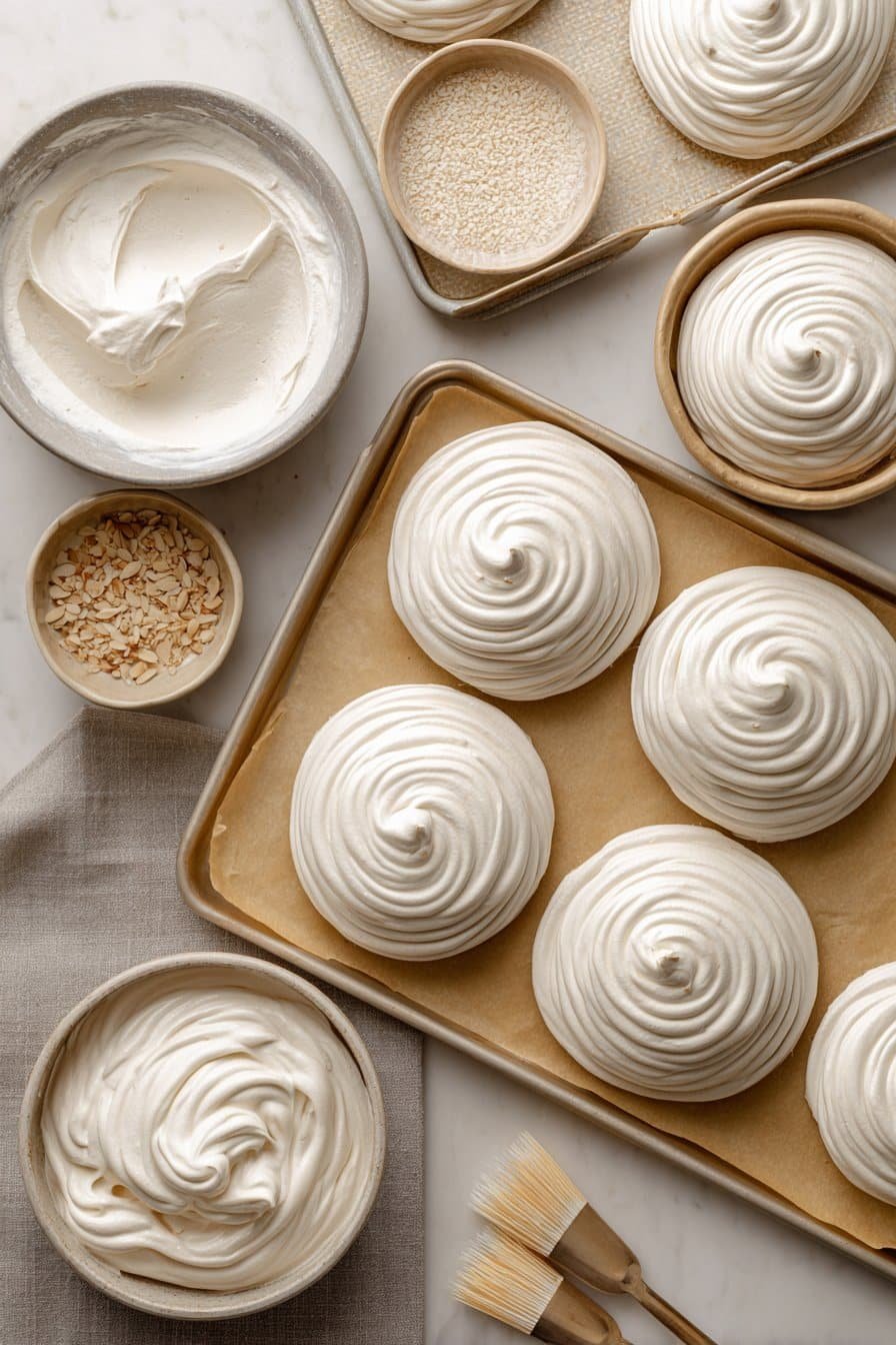 Almond Dacquoise Cream Clouds instructions process