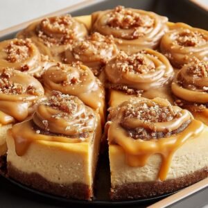 Caramel Toffee Crunch Cheesecake recipe card