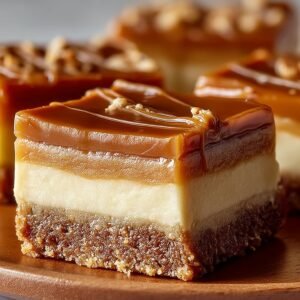 Dulce de Leche Cheesecake Bars recipe card