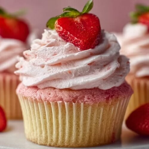 Strawberry Milkshake Cupcakes recipe card